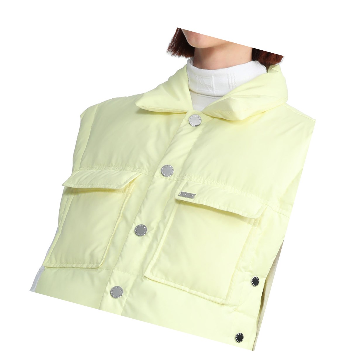 Women's A BATHING APE Buttoned Cropped Down Jackets Pastel Yellow | WFTK21789