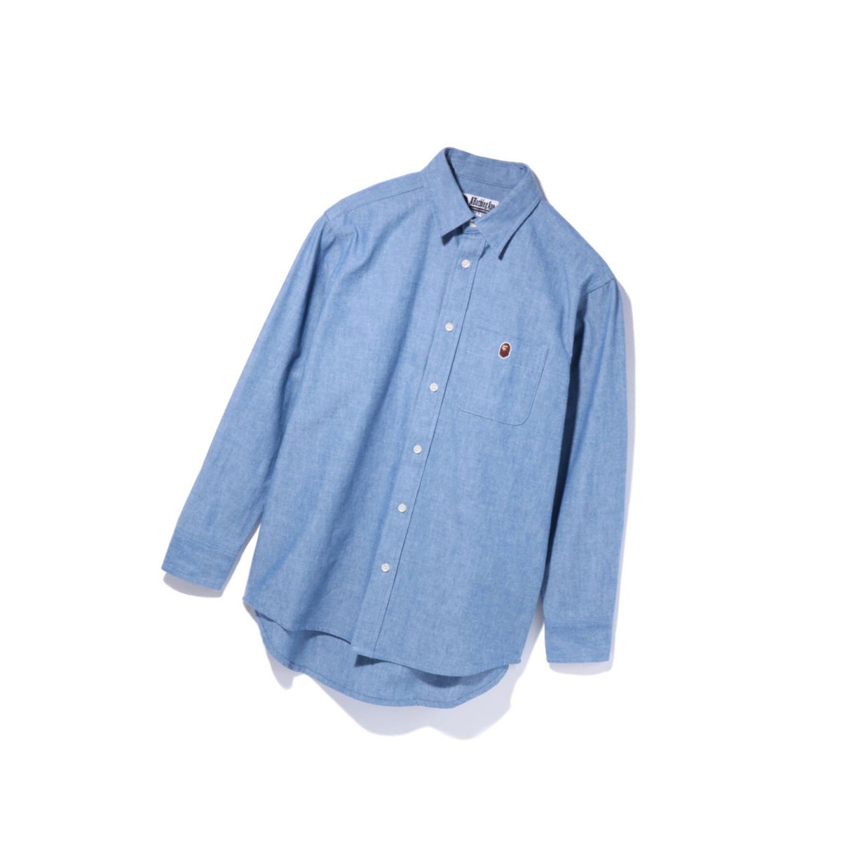 Women\'s A BATHING APE Chambray Long Sleeve Shirts Light Blue | IORH46079