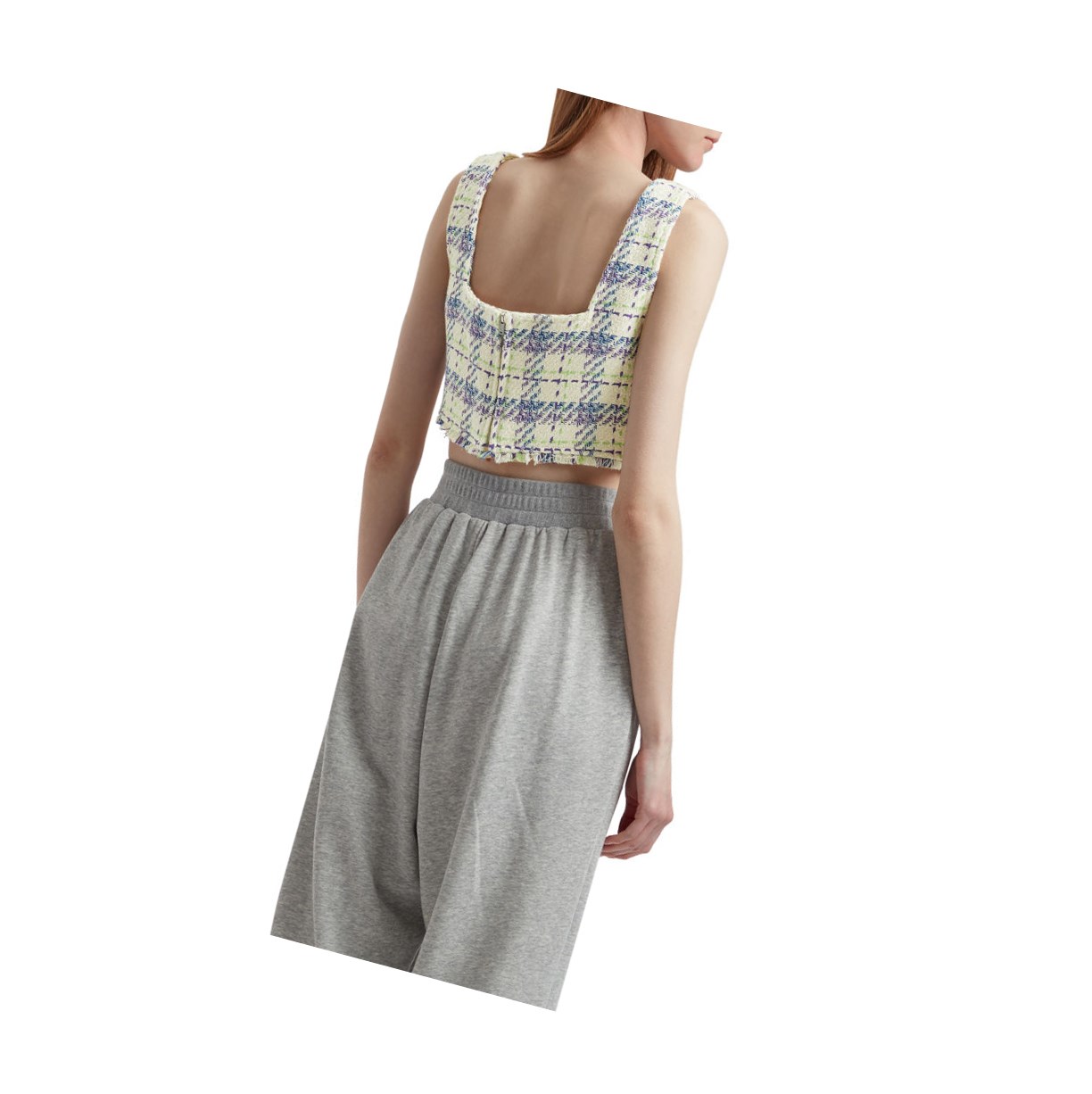 Women's A BATHING APE Checked Crop Top Sleeveless Blouse Blouse Violet | XNBK12930