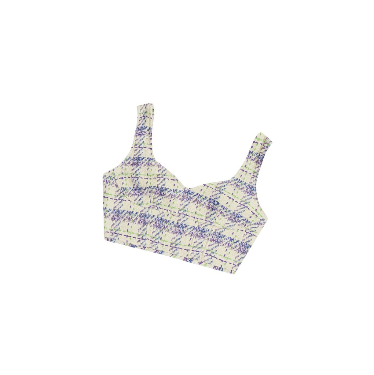 Women\'s A BATHING APE Checked Crop Top Sleeveless Blouse Blouse Violet | XNBK12930