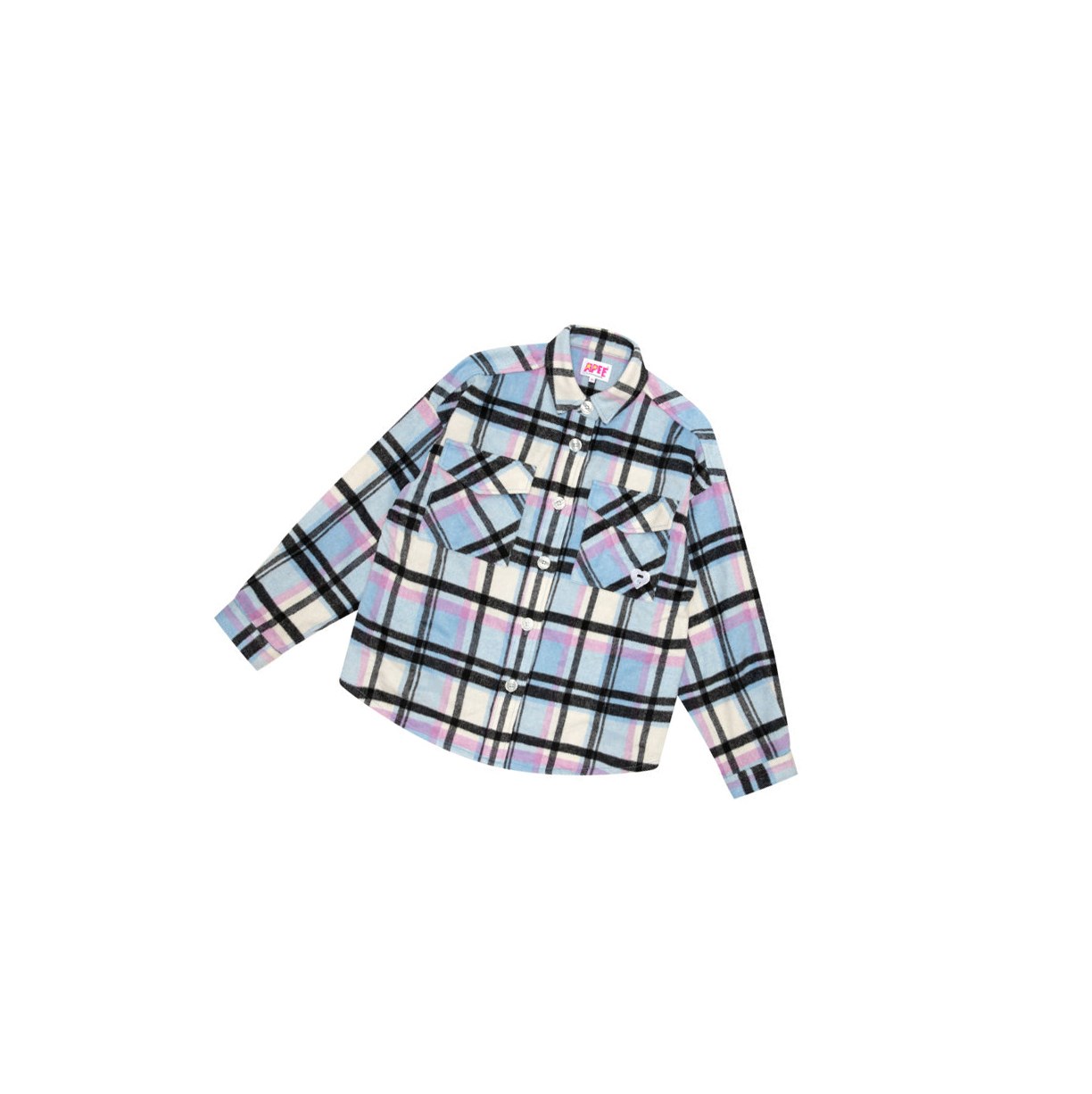 Women\'s A BATHING APE Checked Long Sleeve Shirts Blue | OGFK38790