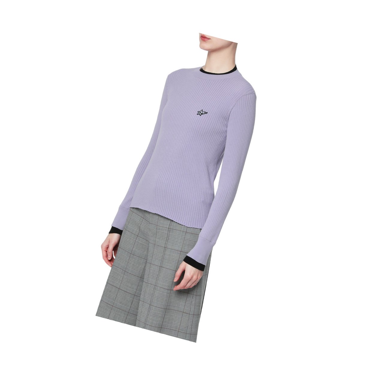 Women's A BATHING APE Contrast Ribbed Sweater Crew Neck Knitwear Blouse Lilac | LCPJ85240