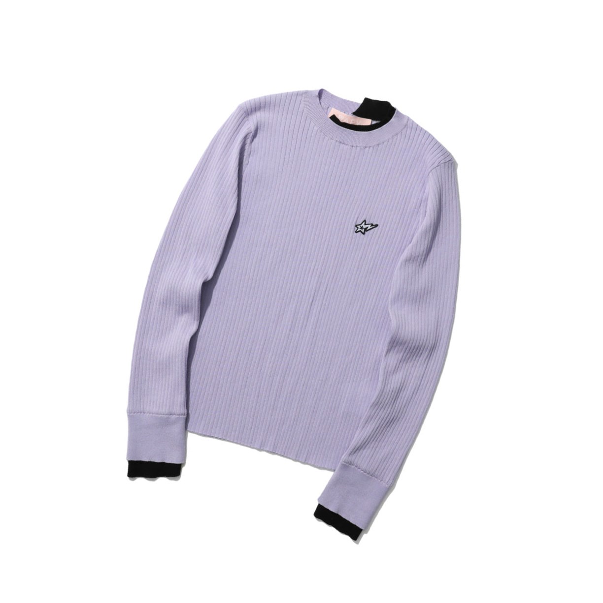 Women\'s A BATHING APE Contrast Ribbed Sweater Crew Neck Knitwear Blouse Lilac | LCPJ85240