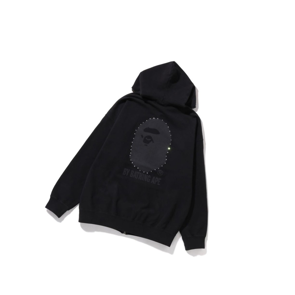 Women's A BATHING APE Crystal By Bathing Overdyed Oversized Full Zip Hoodie Black | USTG14280