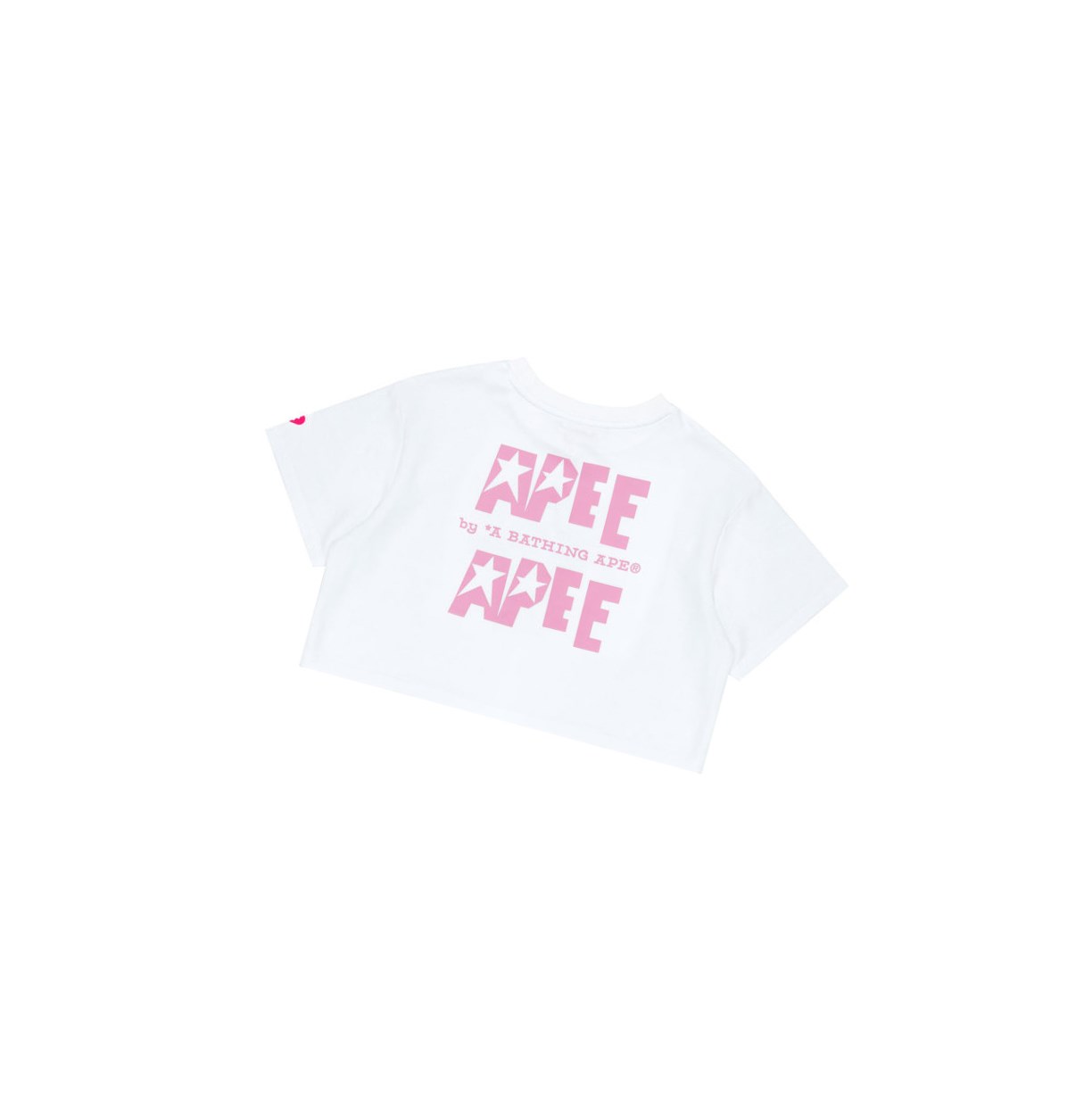 Women's A BATHING APE Double Logo Cropped Tee Short Sleeve T Shirts Bleached White | JRKA37406