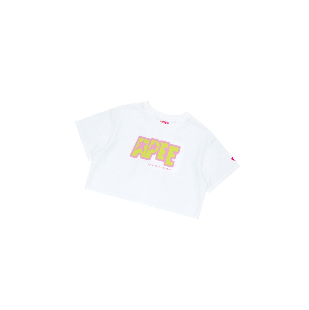 Women\'s A BATHING APE Double Logo Cropped Tee Short Sleeve T Shirts Bleached White | JRKA37406