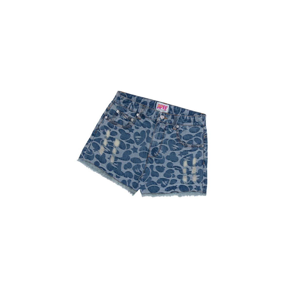 Women\'s A BATHING APE Graphic Denim Shorts Denim | ZYCJ60752