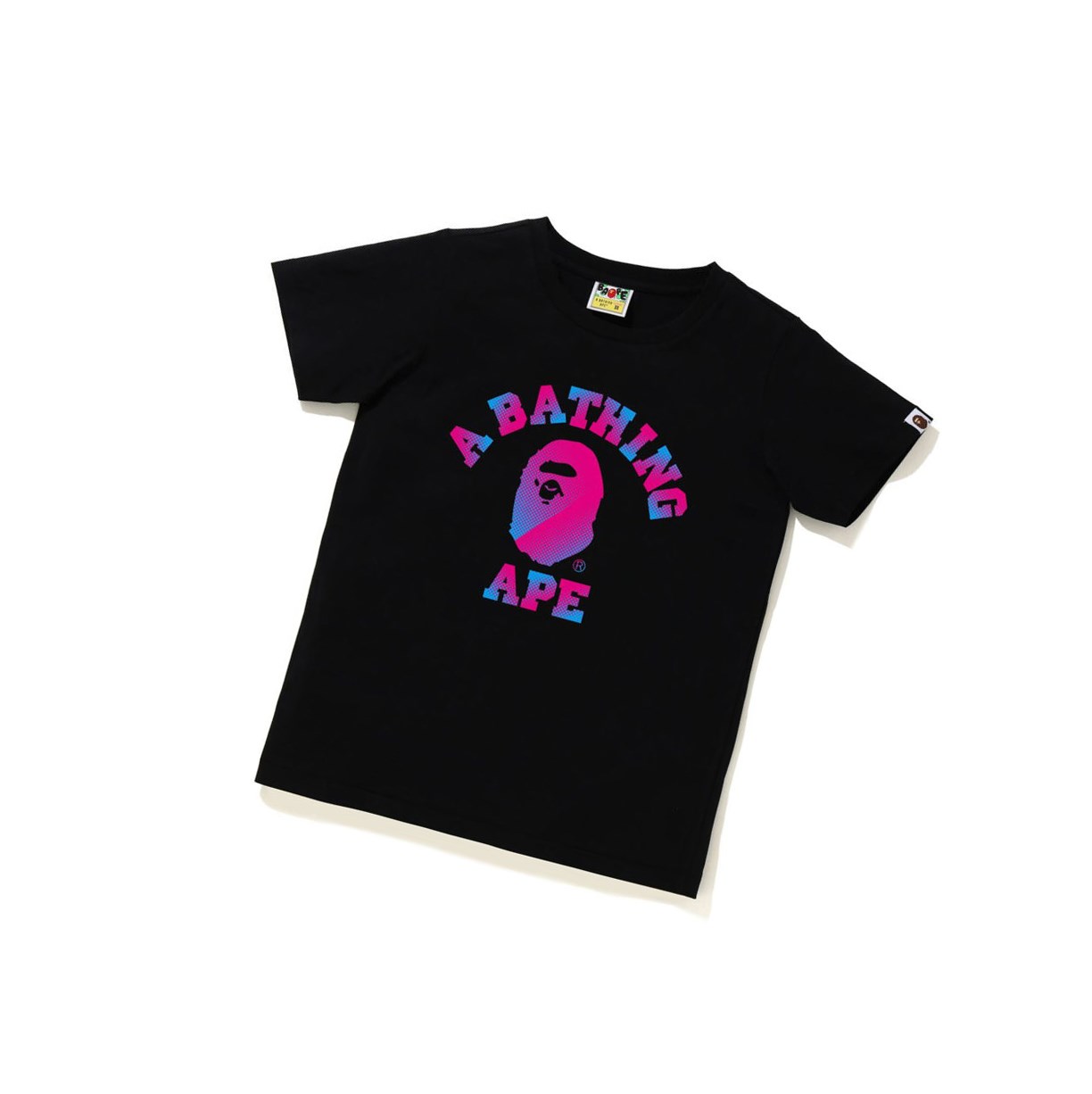 Women\'s A BATHING APE Halftone Dot College Tee Short Sleeve T Shirts Black | NLMJ78251