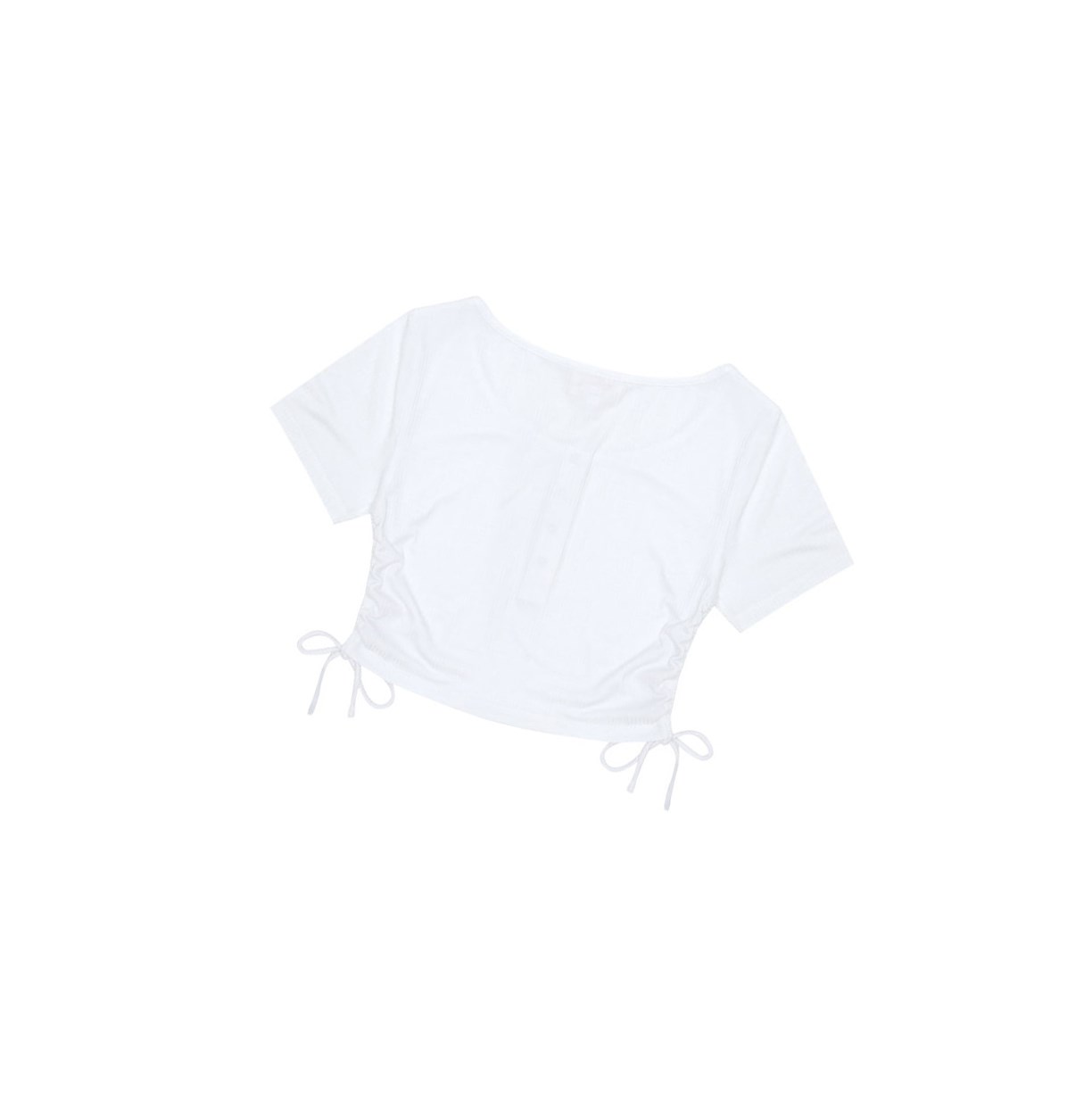 Women's A BATHING APE Logo Drawstring Cropped Top Short Sleeve Blouse Blouse White | QIJA02563