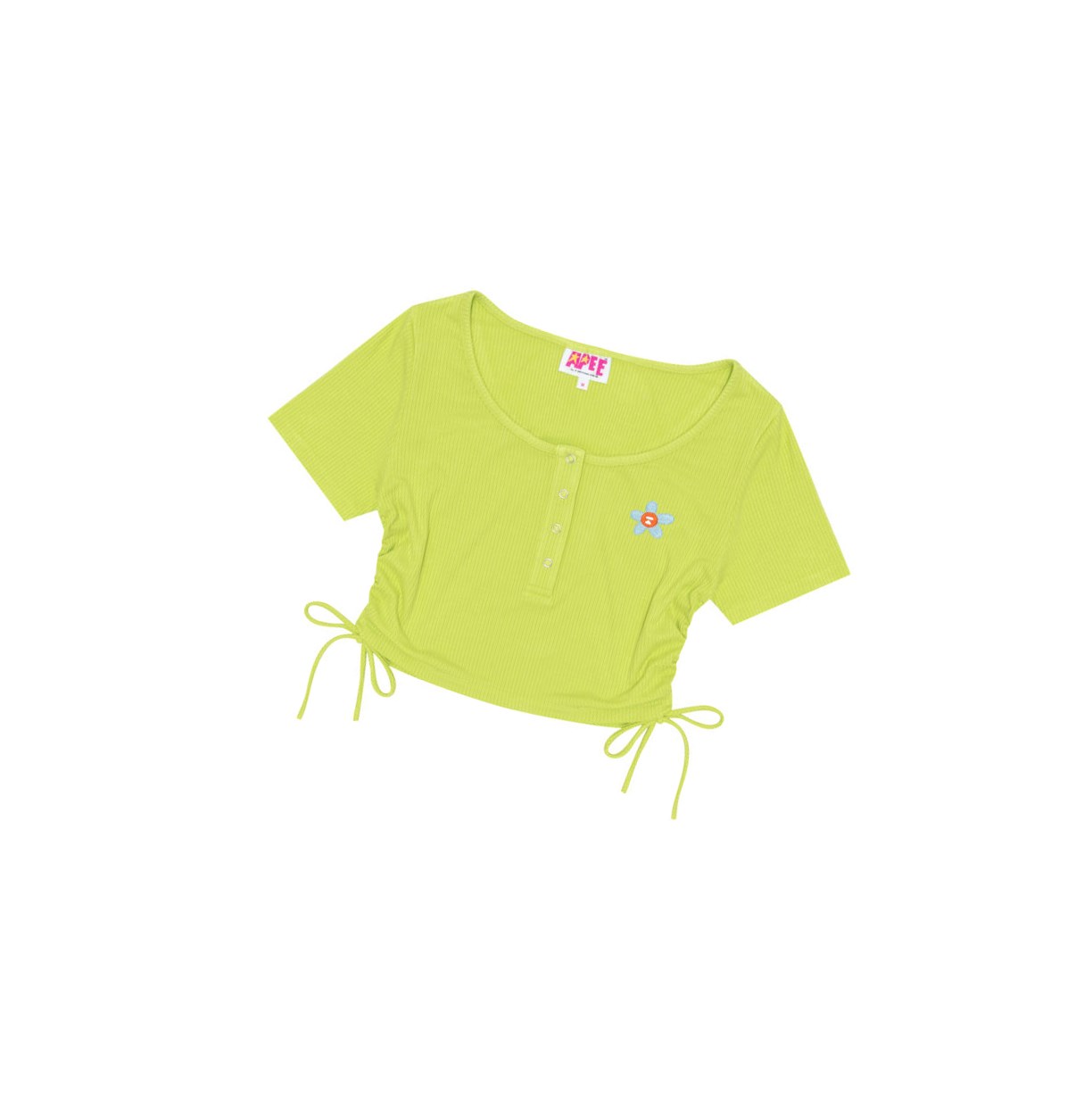 Women\'s A BATHING APE Logo Drawstring Cropped Top Short Sleeve Blouse Blouse Light Green | QLWX51968