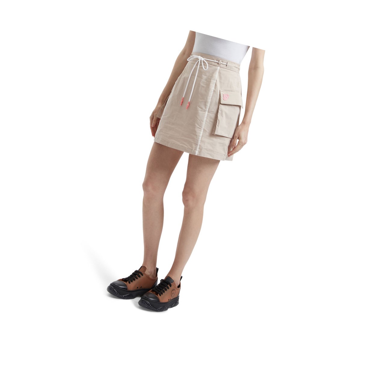 Women's A BATHING APE Logo Drawstring Mini Skirts Beige | ZTAP51284