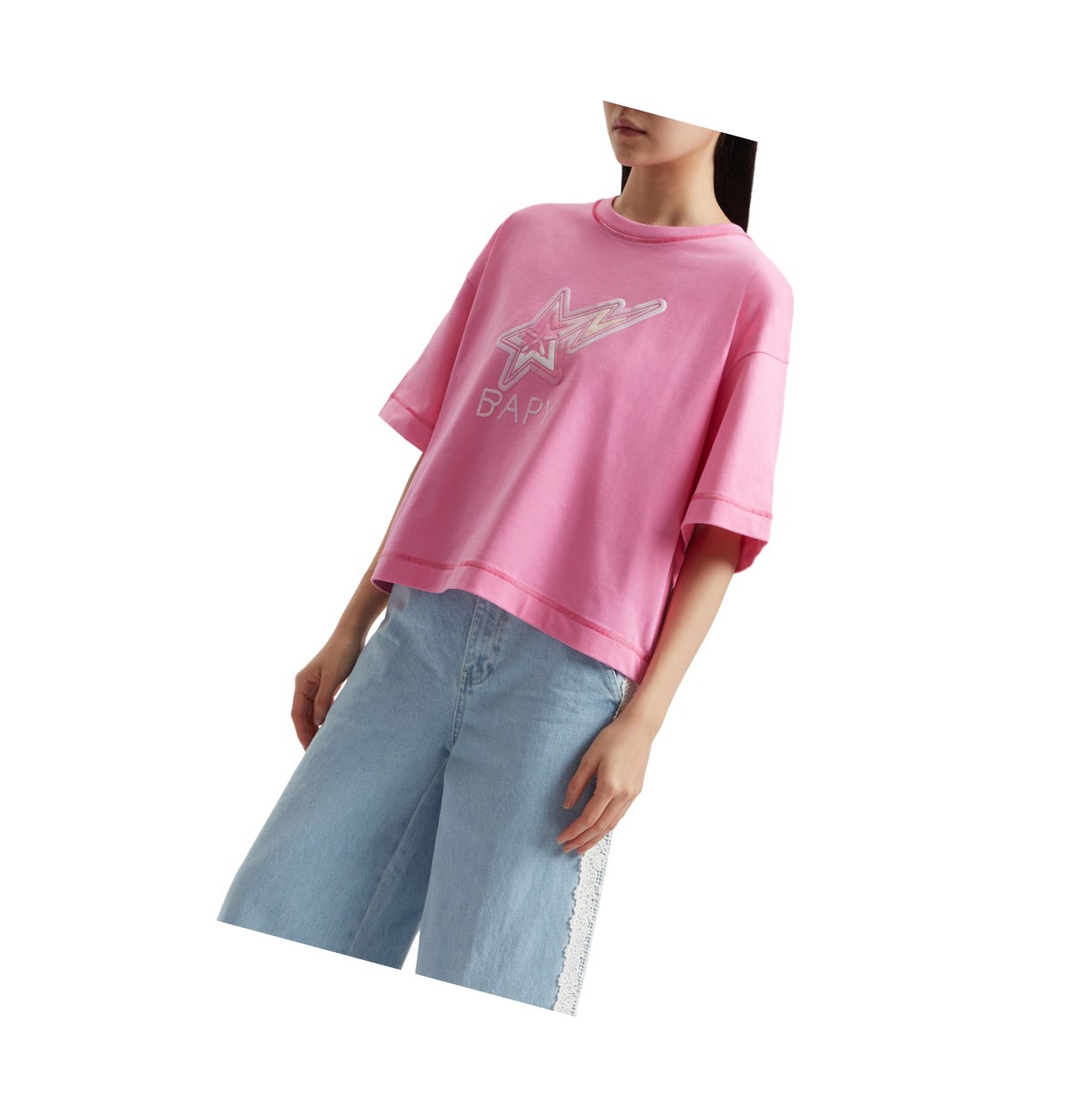 Women's A BATHING APE Logo Print Tee Short Sleeve T Shirts Pink | DTMF54239