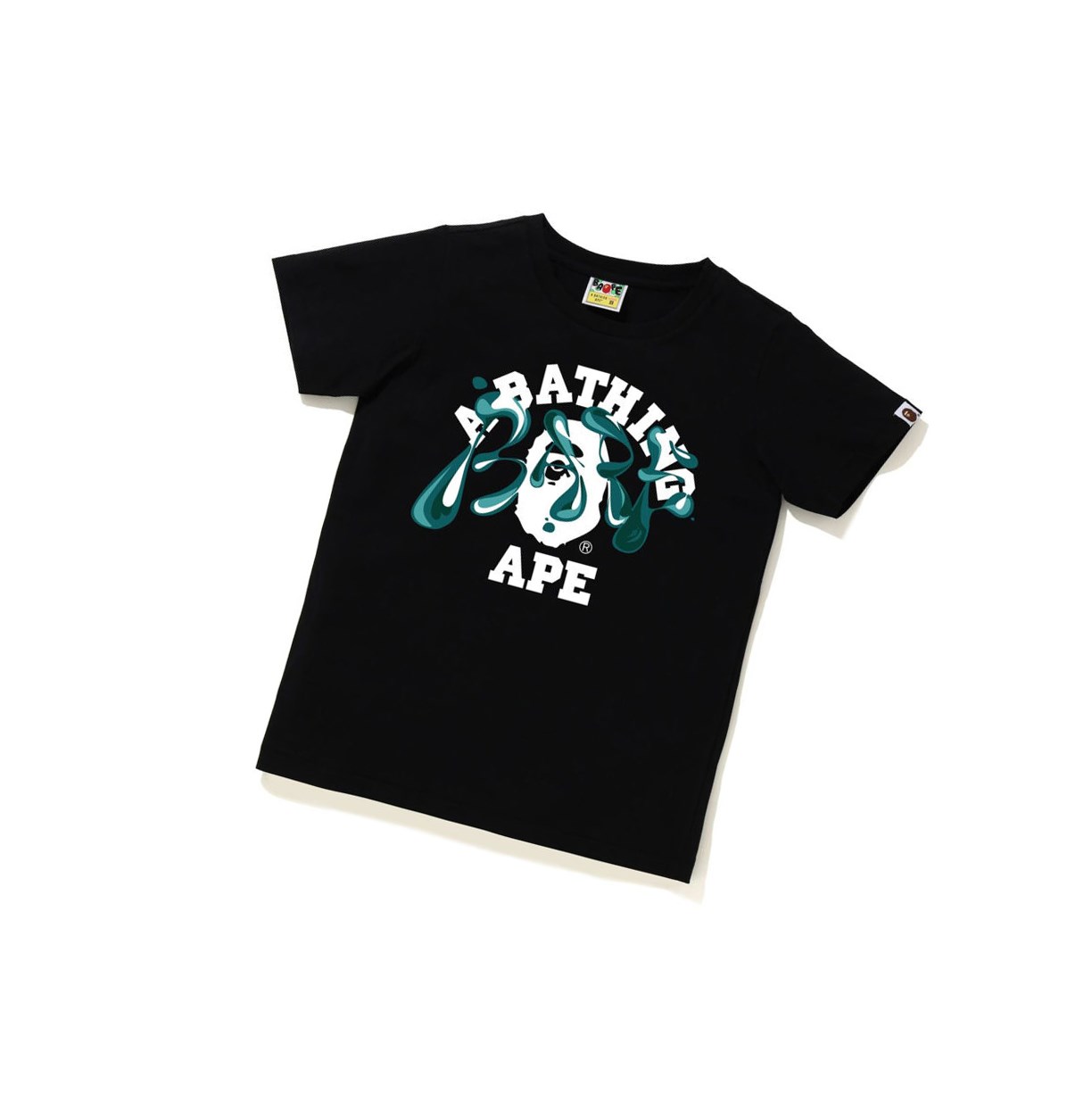 Women\'s A BATHING APE Marble Camo Liquid College Tee Short Sleeve T Shirts Black | ADNW92746