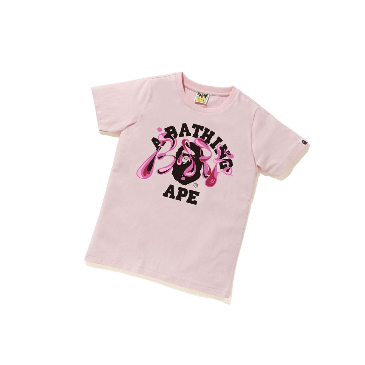 Women\'s A BATHING APE Marble Camo Liquid College Tee Short Sleeve T Shirts Pink | SWTX06375