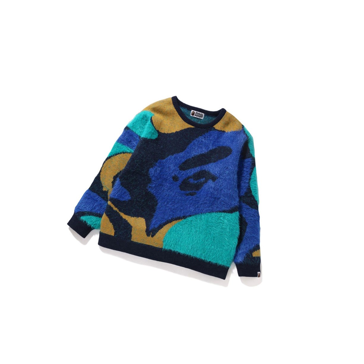 Women\'s A BATHING APE Marble Camo Oversized Knit Sweatshirts Caise | HSVE28137