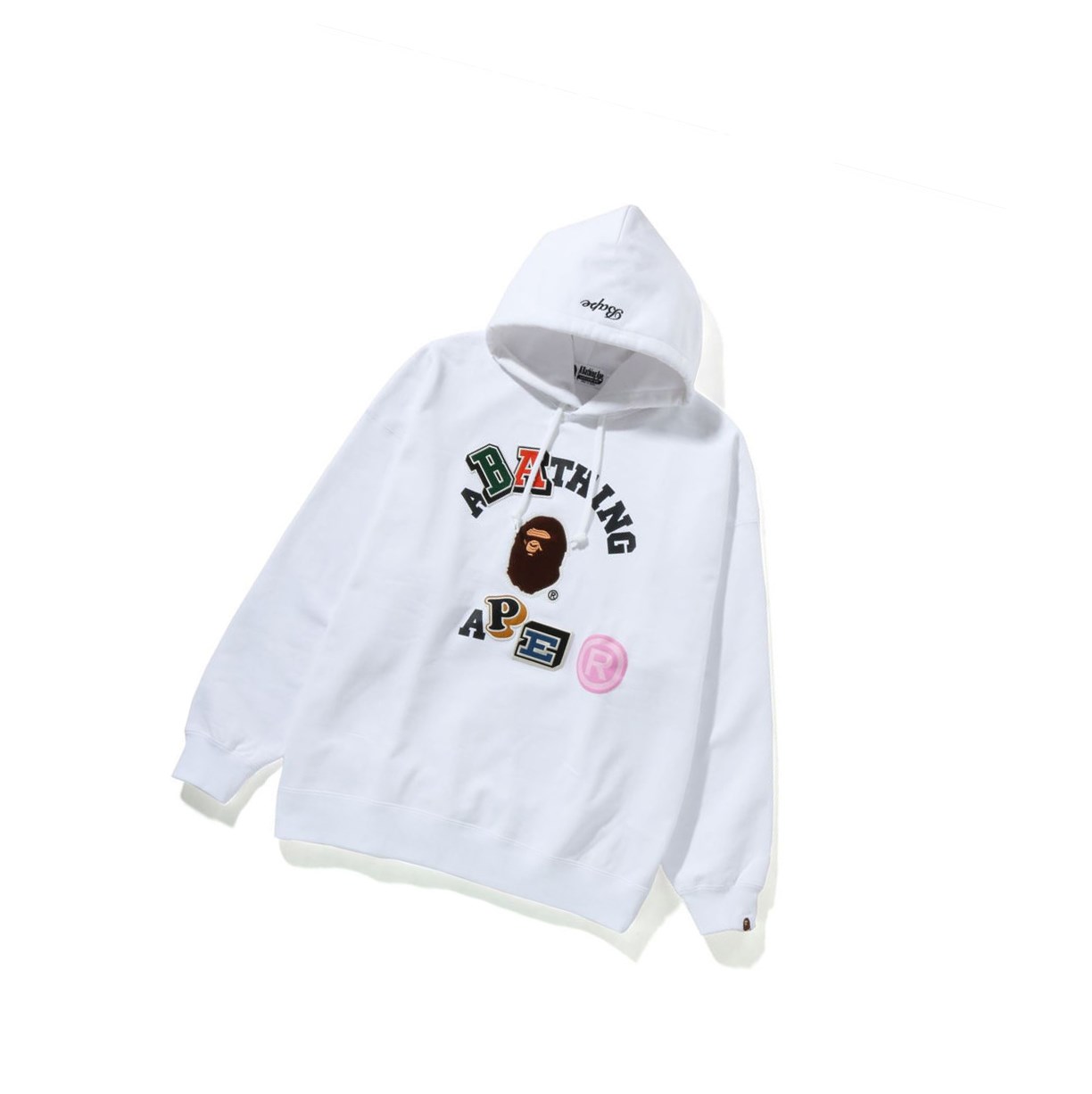 Women\'s A BATHING APE Multi Fonts College Oversized Hoodie White | DOSQ59243