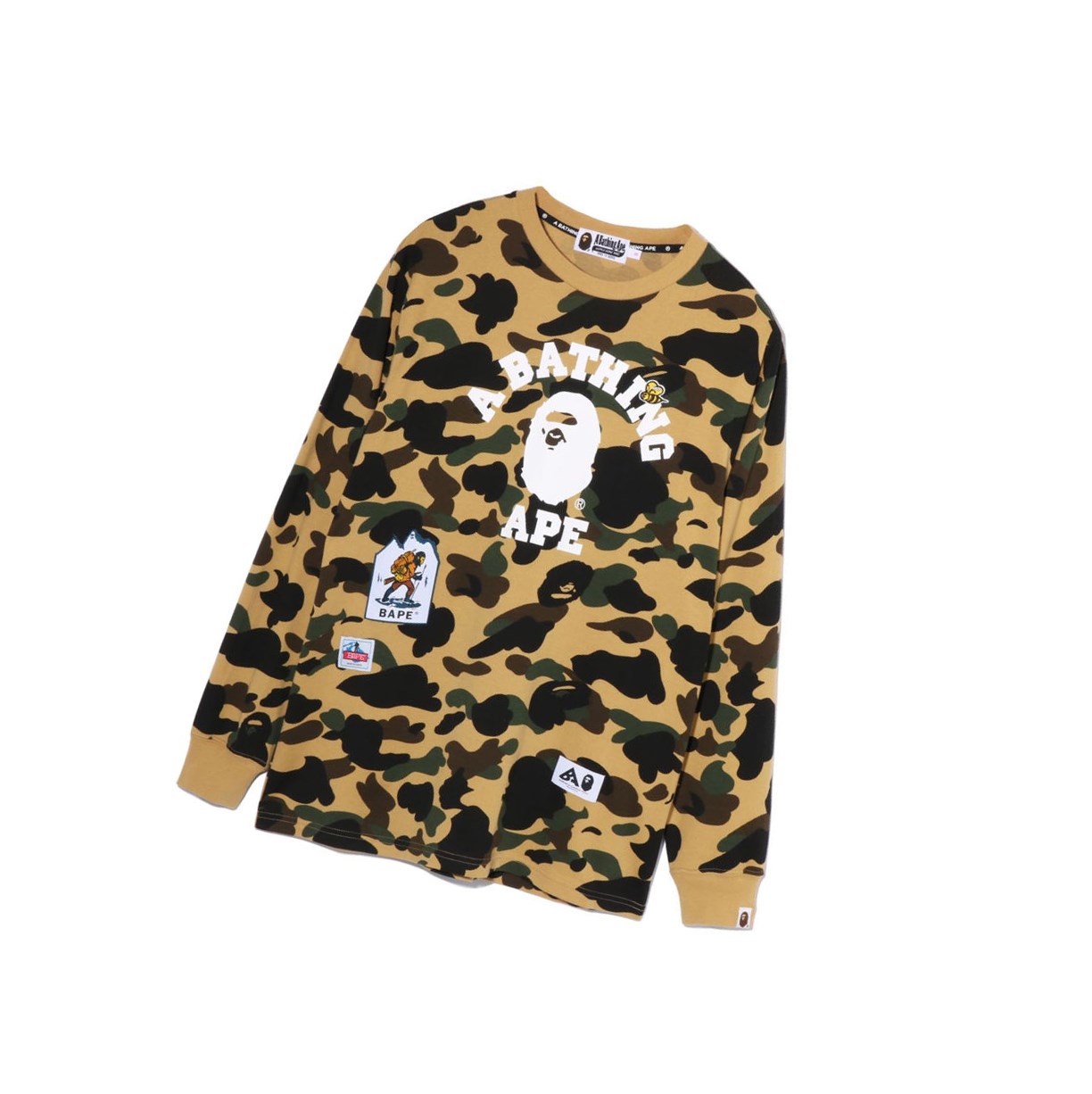 Women\'s A BATHING APE Multi Label 1st Camo L/S Tee Long Sleeve T Shirts Yellow | CSDO90528