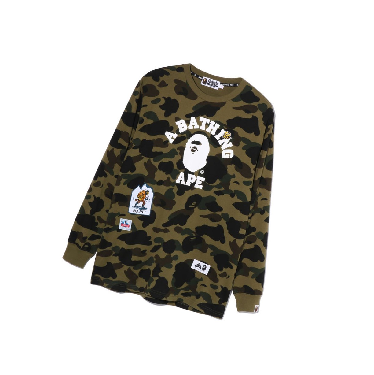 Women\'s A BATHING APE Multi Label 1st Camo L/S Tee Long Sleeve T Shirts Army Green | MIXR72865