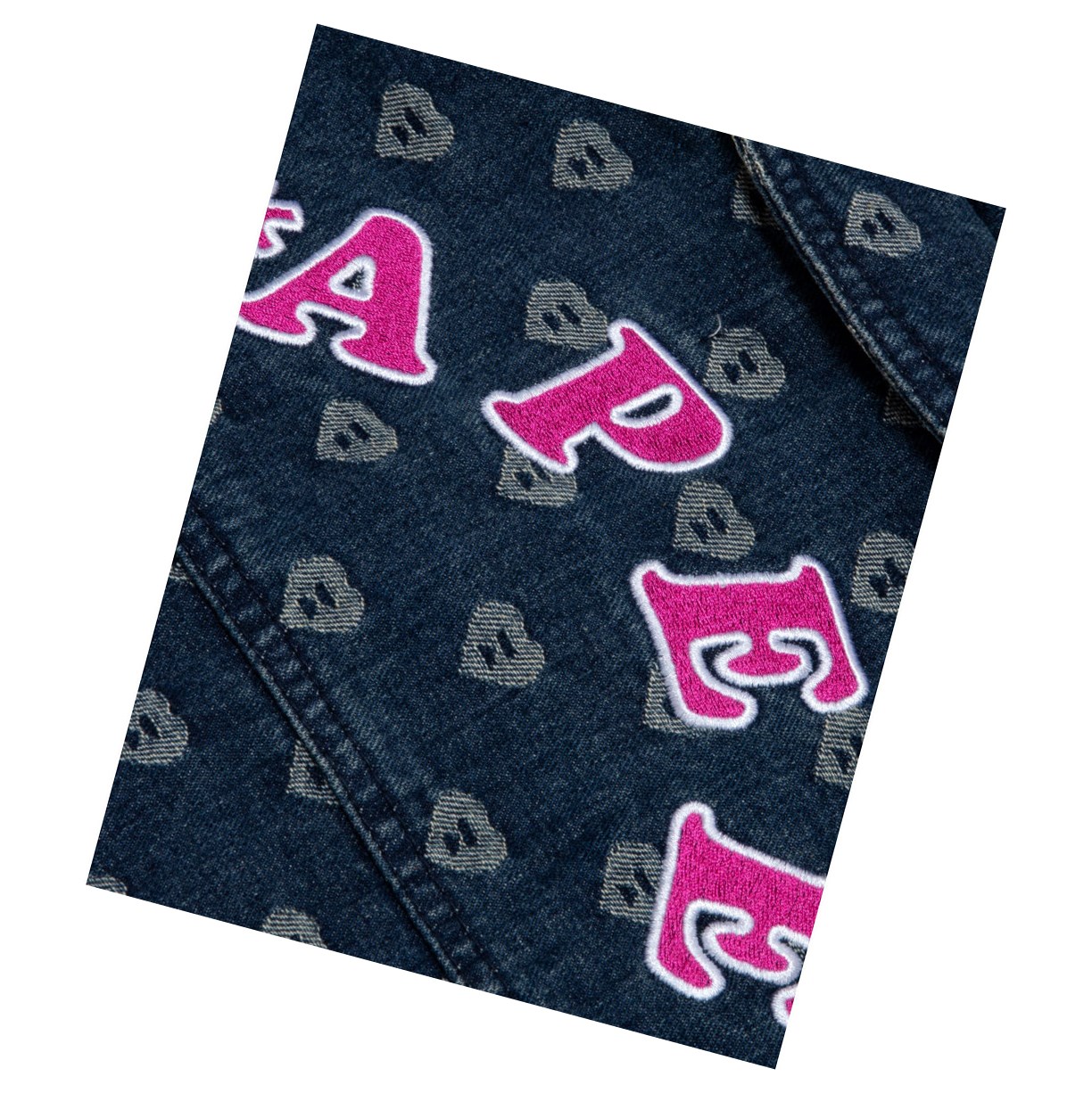 Women's A BATHING APE Patterned Denim Thin Jackets Denim | HEZA31872