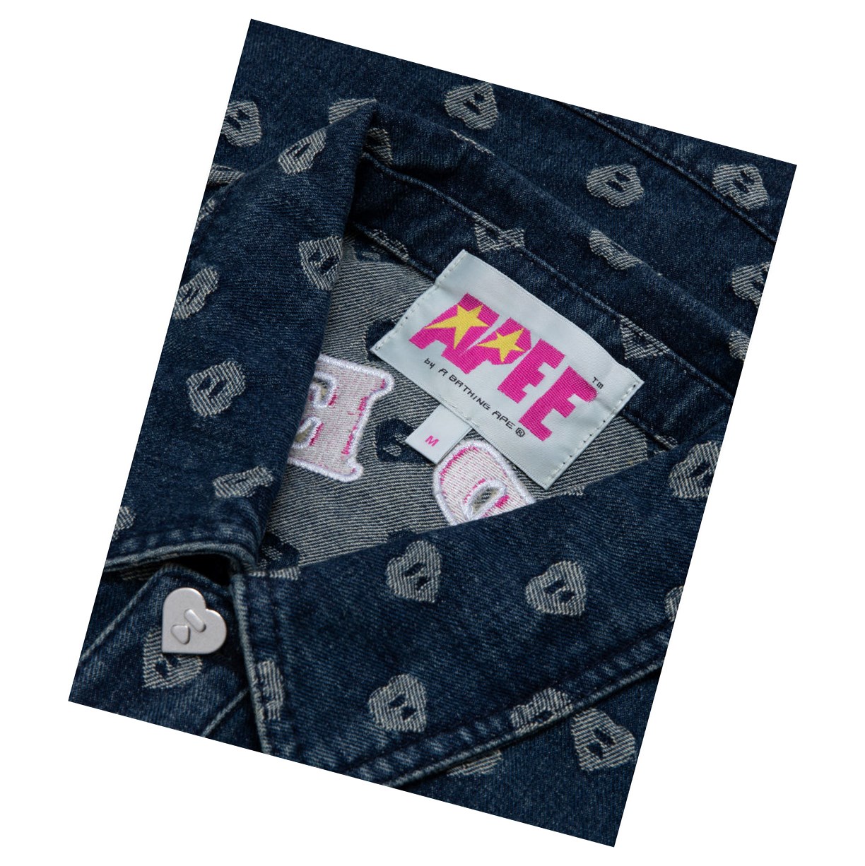 Women's A BATHING APE Patterned Denim Thin Jackets Denim | HEZA31872