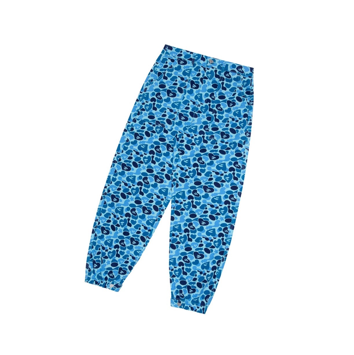 Women\'s A BATHING APE Printed Cargo Long Pants Light Blue | WUSA06954