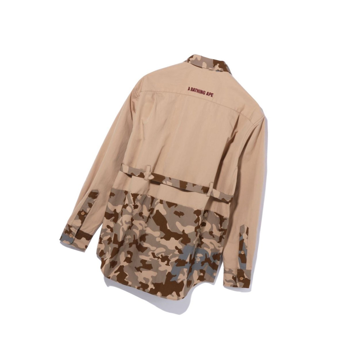 Women's A BATHING APE Sand Camo A Bathing Ape Oversized Long Sleeve Shirts Beige | VYEK05436