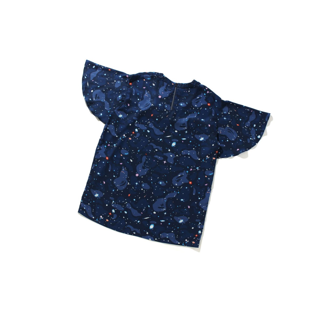 Women's A BATHING APE Space Camo Onepiece Tee Short Sleeve T Shirts Navy Blue | MSUC70416