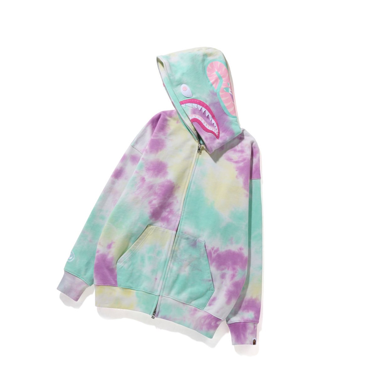 Women's A BATHING APE Tie-dye Shark Oversized Full Zip Throughs Hoodie Caise | RLOD31972