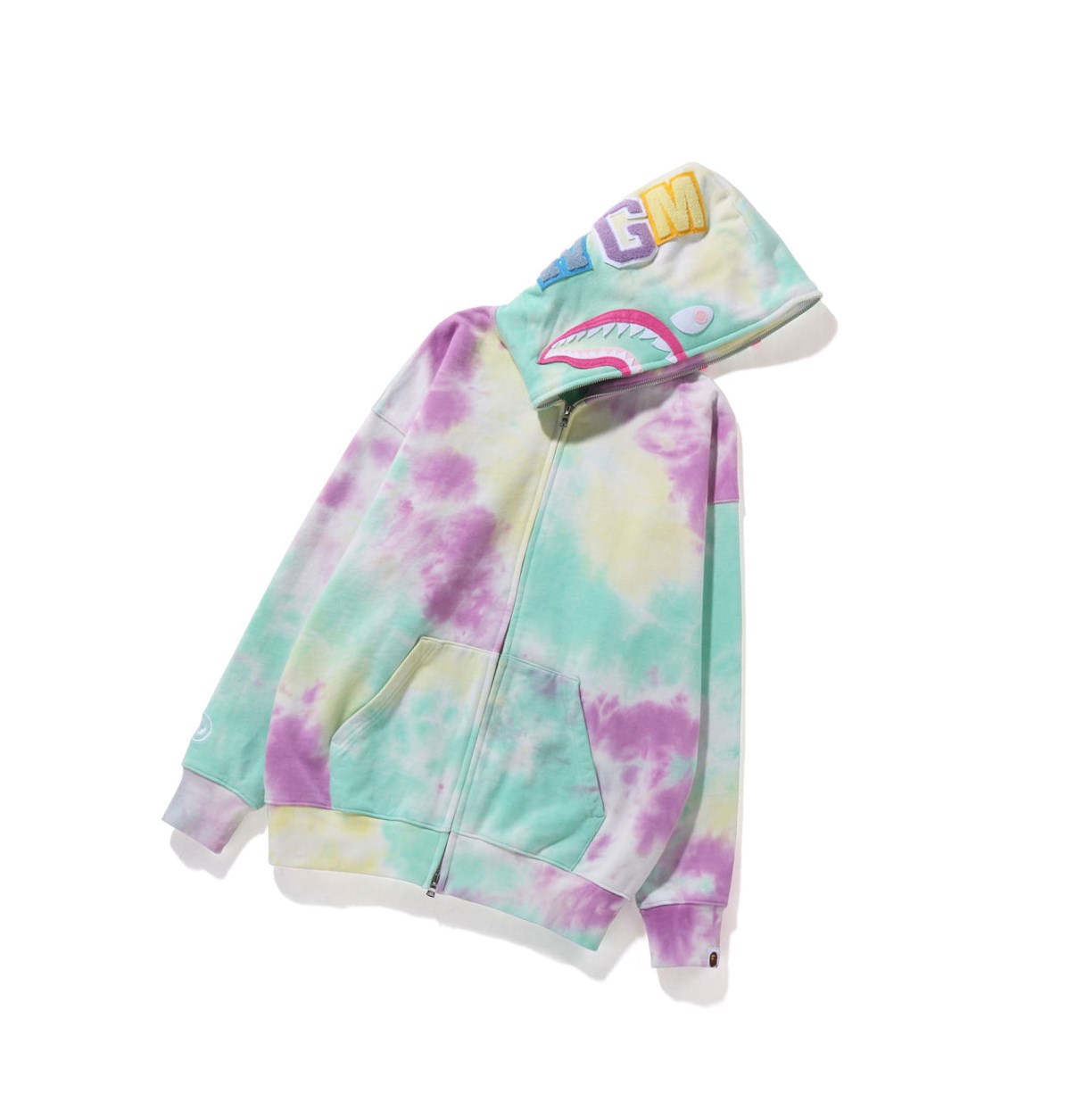 Women\'s A BATHING APE Tie-dye Shark Oversized Full Zip Throughs Hoodie Caise | RLOD31972